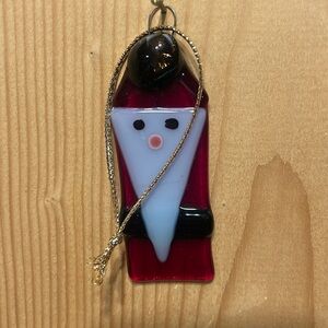 Fused glass red gnome ornament